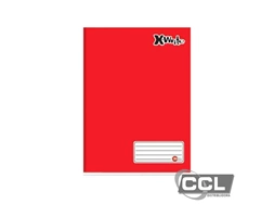 Caderno brochuro capa dura costurado 96 folhas com pauta vermelho Mxima