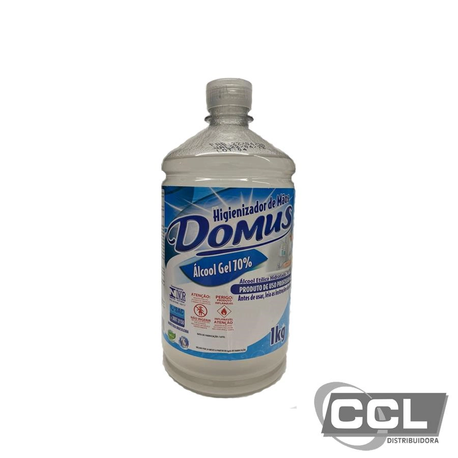 Álcool gel 70% antisséptico 1 litro Domus - CCL Distribuidora